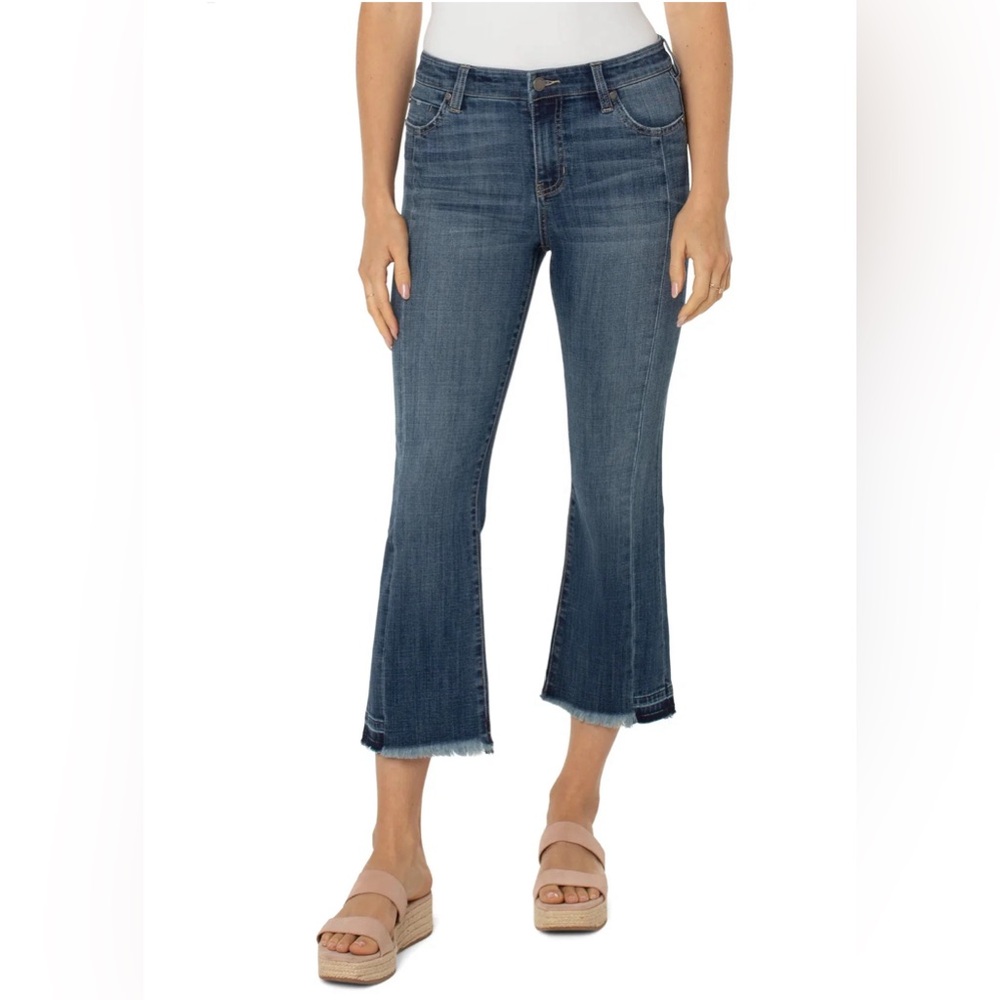 Liverpool Seamed Hannah Crop Flare in Oakhurst Wash Size 16/33
